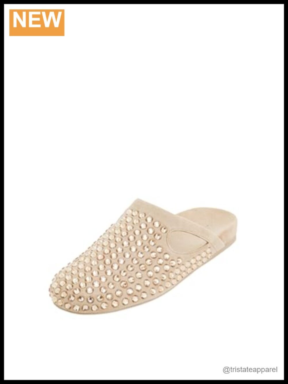 JW PEI Athena Artificial Crystal Flat Mules Faux Suede Slip-On
